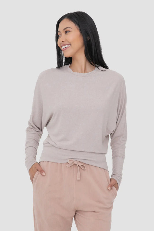 Cozy Chic Soft Dolman Sleeved Top - Mocha