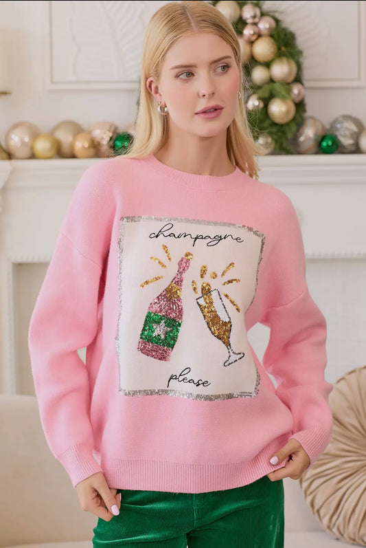 Pretty in Pink Sparkling Champs Sweater