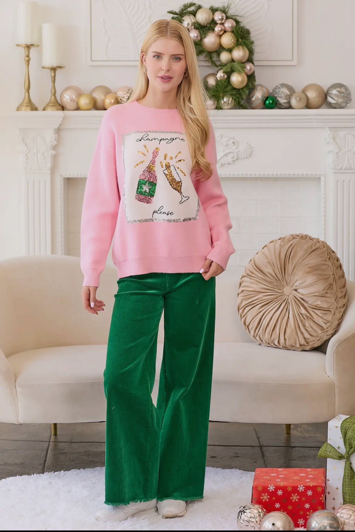 Pretty in Pink Sparkling Champs Sweater