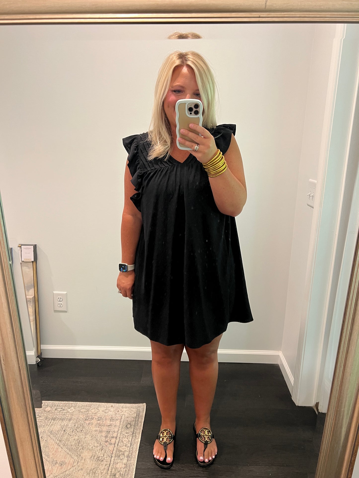 Emily Ruffle V-Neck Shift Dress