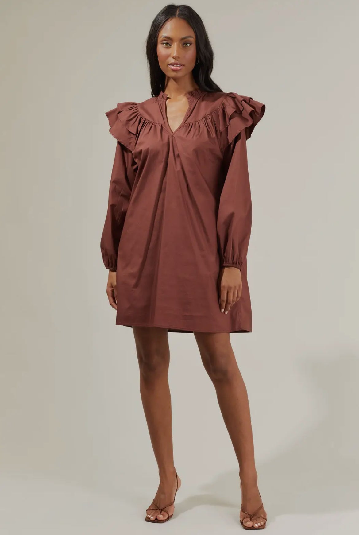 Prissy Poplin Ruffle Mini Dress