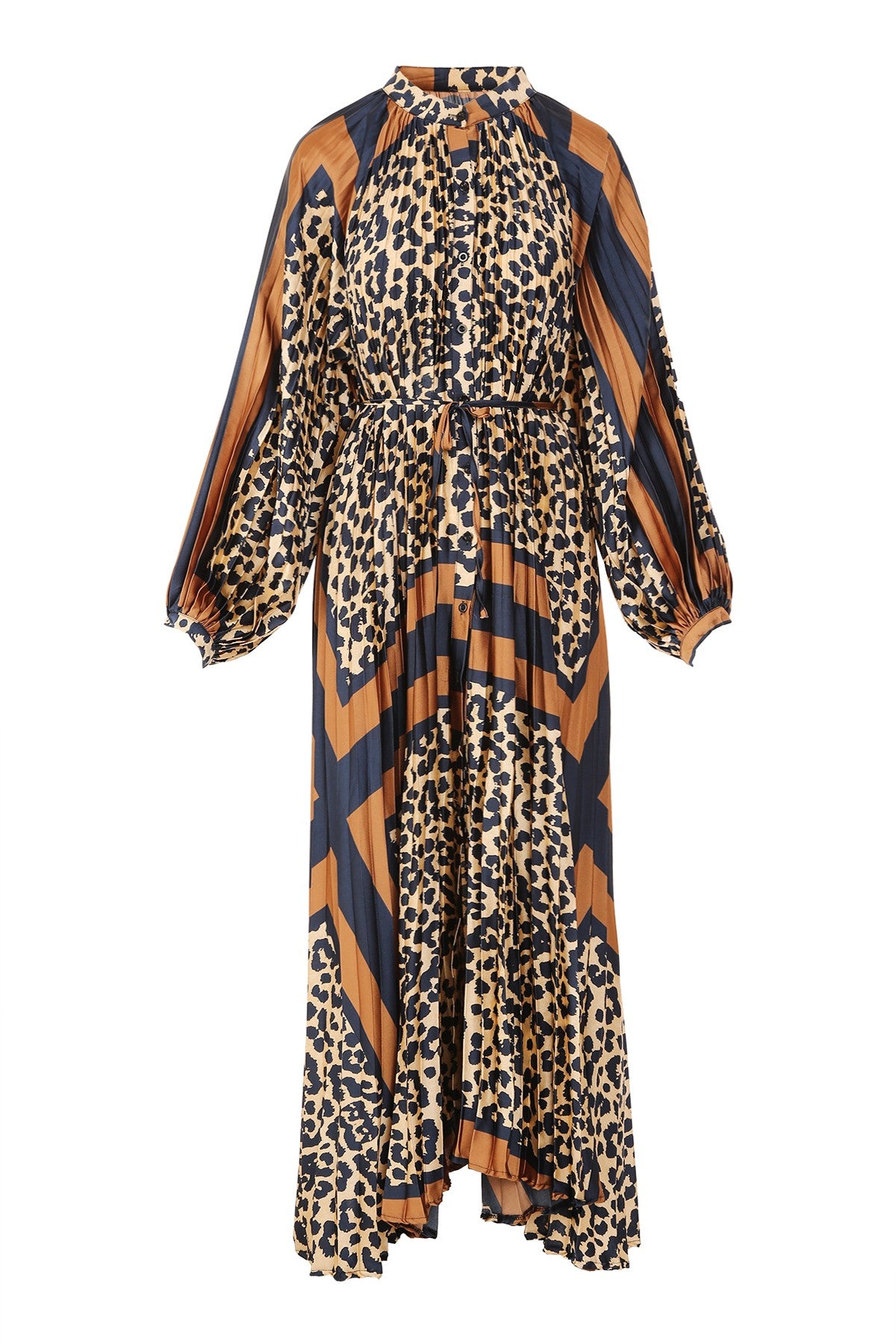 RESTOCK COMING SOON! Pleated Leopard Maxi Dress - Navy