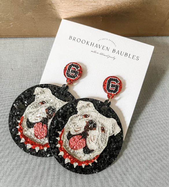 UGA Earrings - Black Circle Dawg