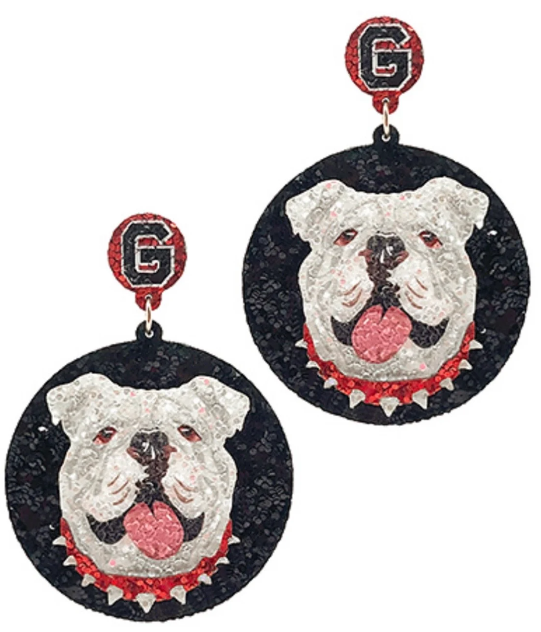 UGA Earrings - Black Circle Dawg