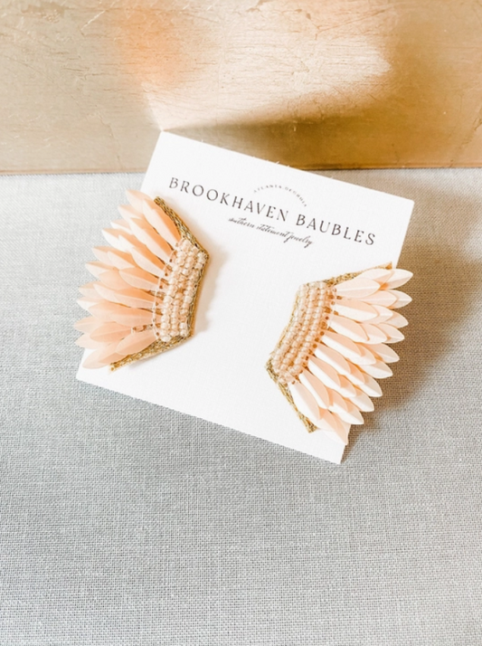 Blush Sequin Beaded Wing Earring