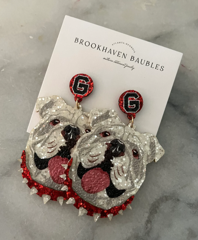 UGA Earrings - White Cutout Dawg