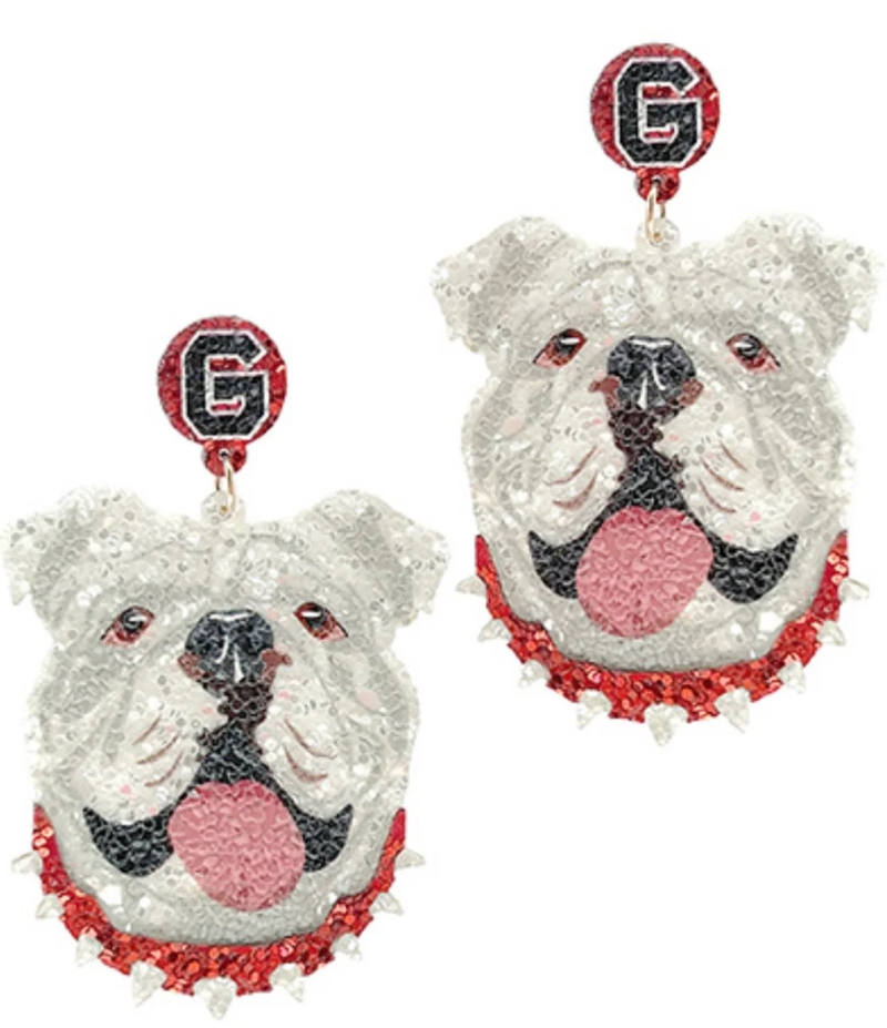 UGA Earrings - White Cutout Dawg